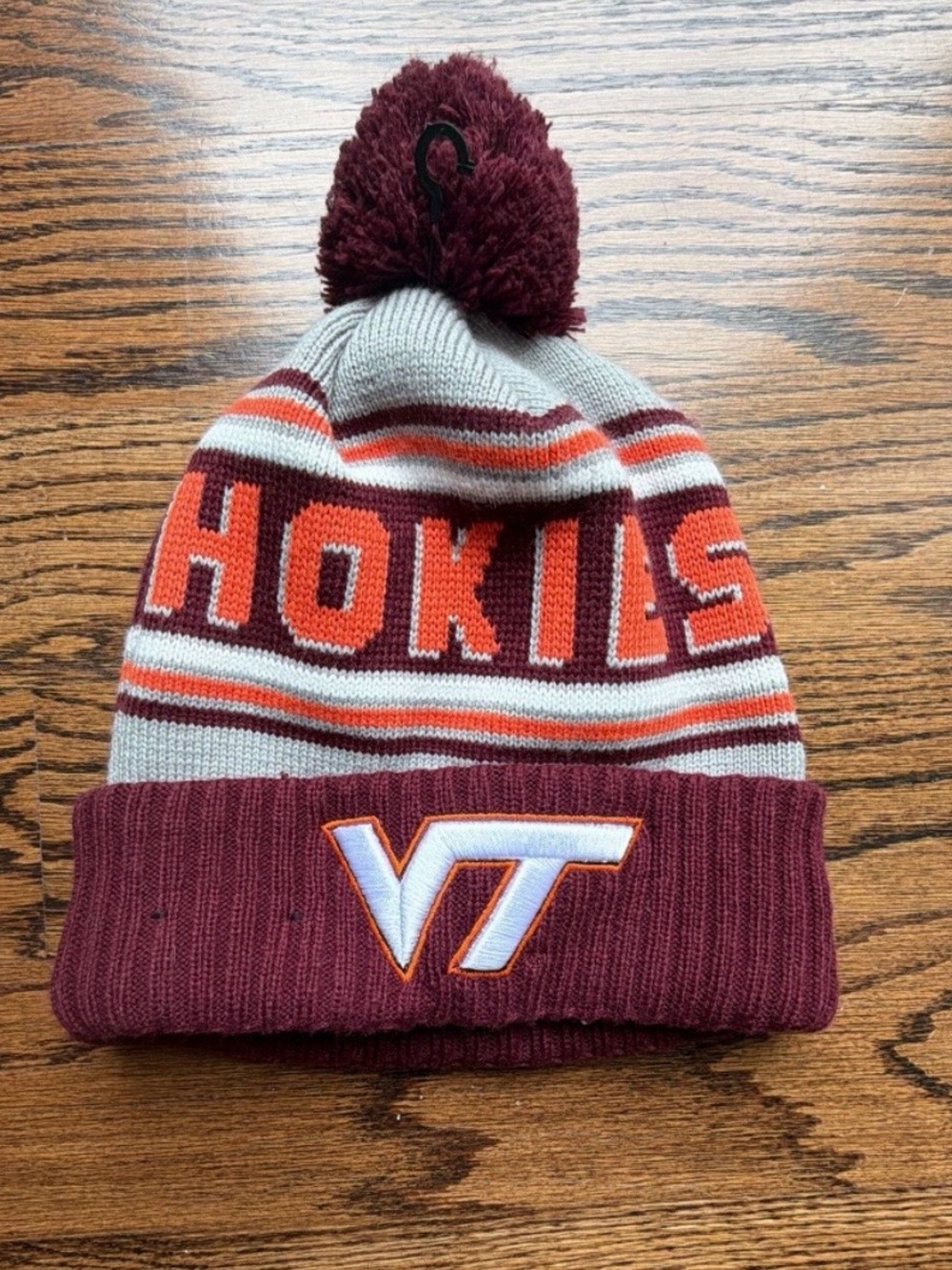 New! Virginia Tech Hokies New Era Bold Cuffed Knit Hat with Pom